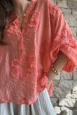 Sabo Boucle Flower Blouse Sherbet Coral